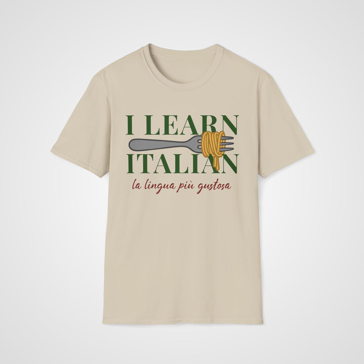 Tasty Language Pasta T-Shirt in Sand
