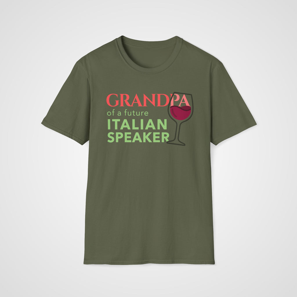 Italian Learner Grandpa T-Shirt in Military Green