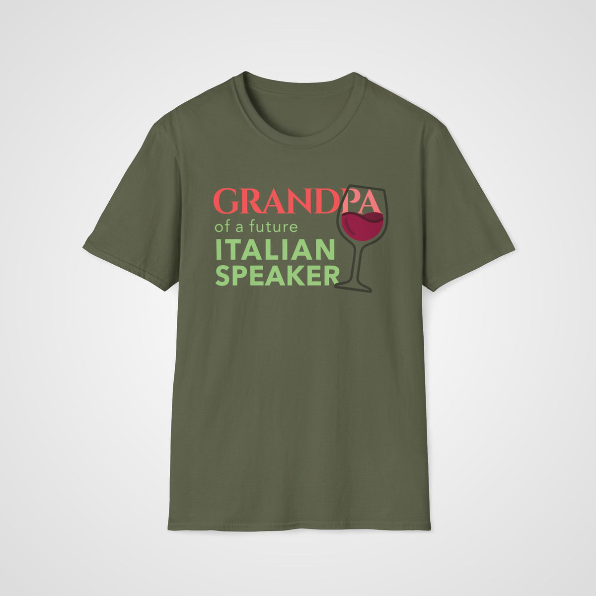 Italian Learner Grandpa T-Shirt in Military Green