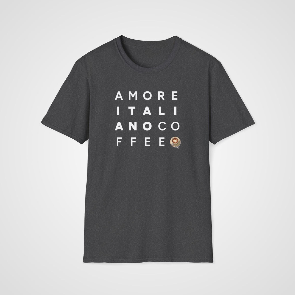 Amore Italiano Coffee T-Shirt in Dark Heather