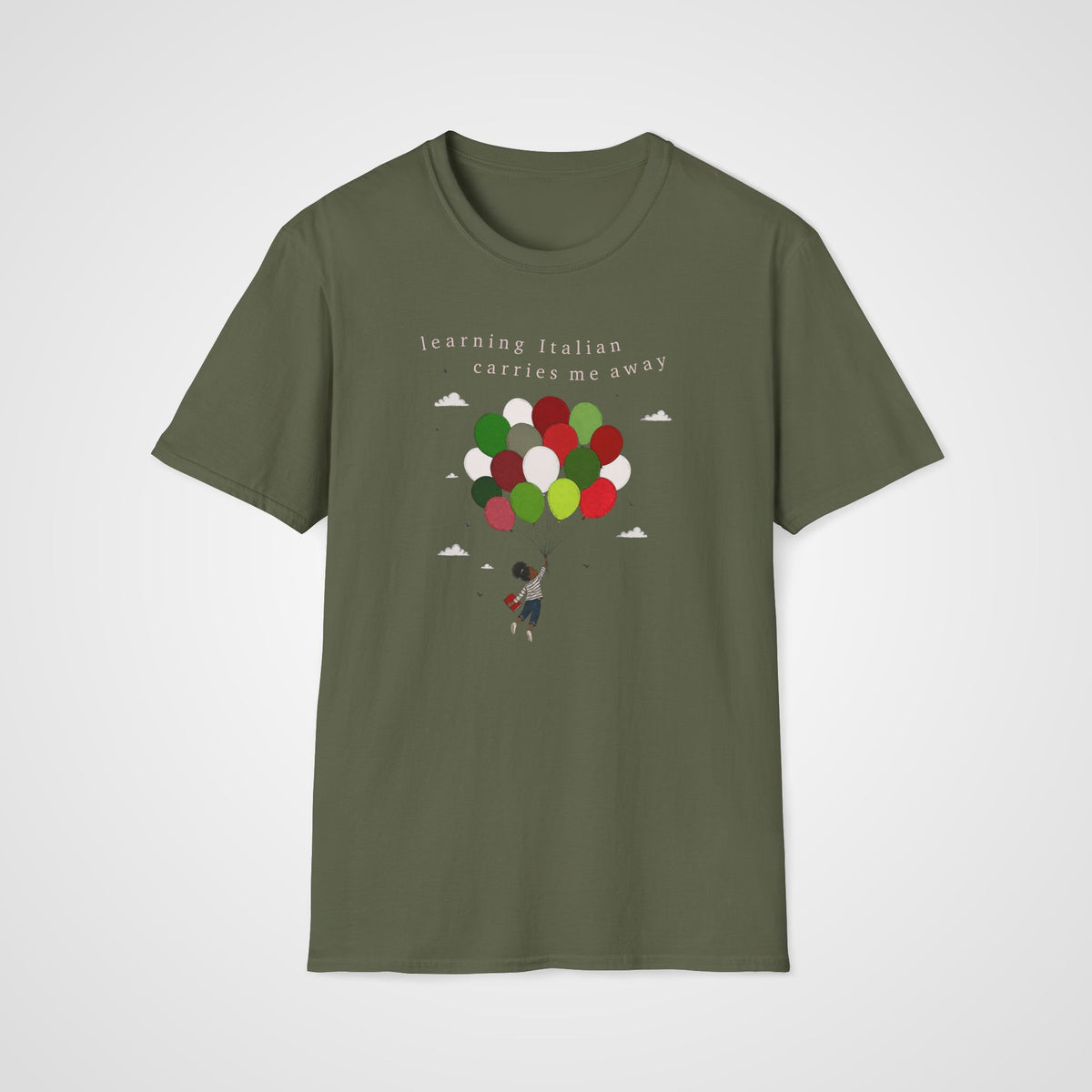 Carried Away by Italian T-Shirt in Military Green