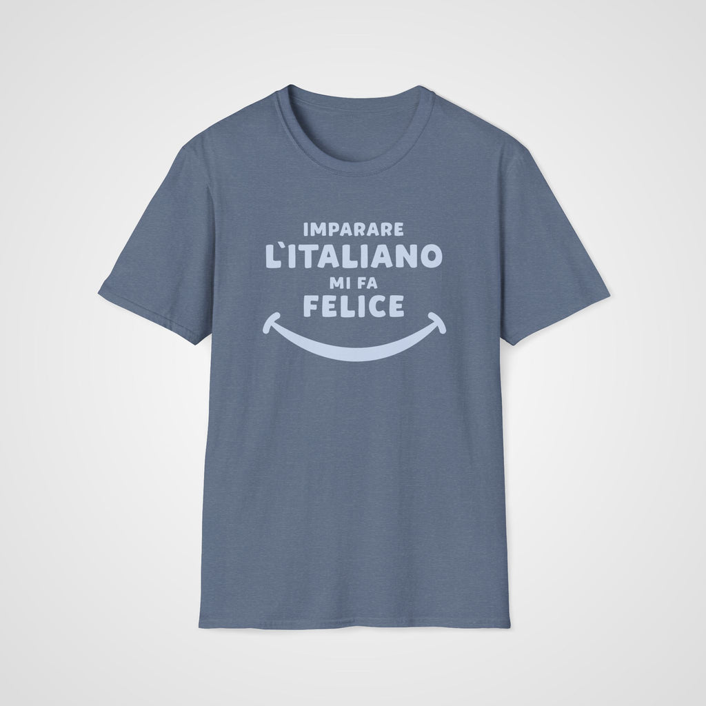 Mi Fa Felice Italian T-Shirt in Heather Indigo