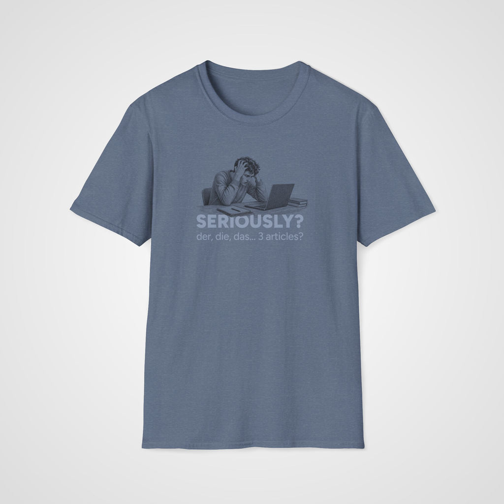 Three German Articles T-Shirt in Heather Indigo