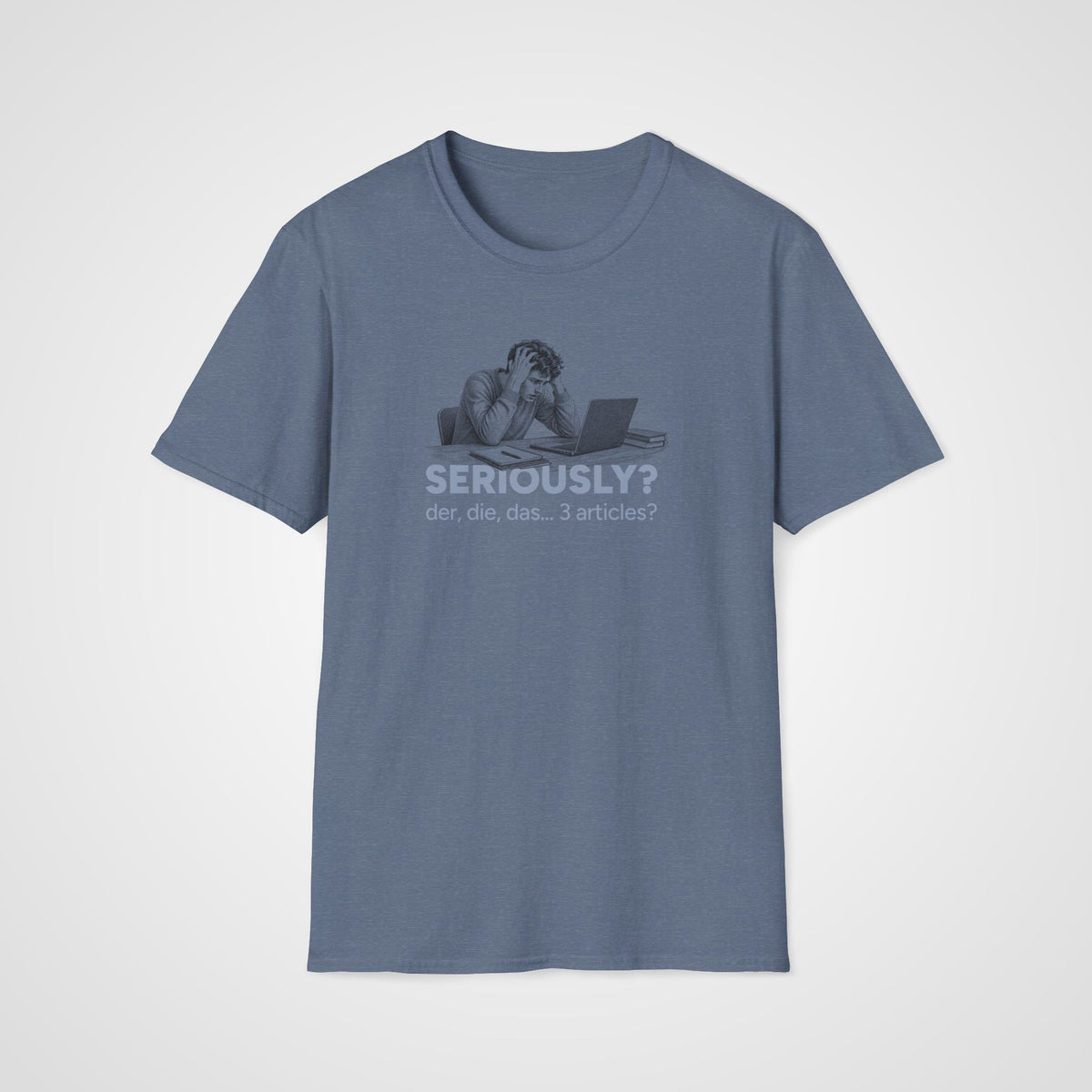 Three German Articles T-Shirt in Heather Indigo