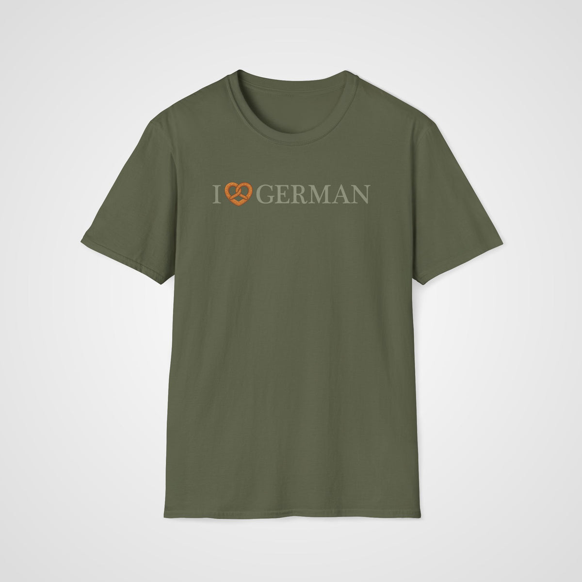 I Love German - Pretzel T-Shirt in Military Green
