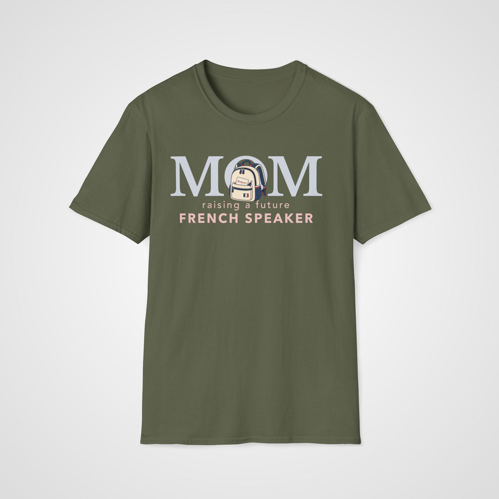 French Learner Mom T-Shirt in Military Green