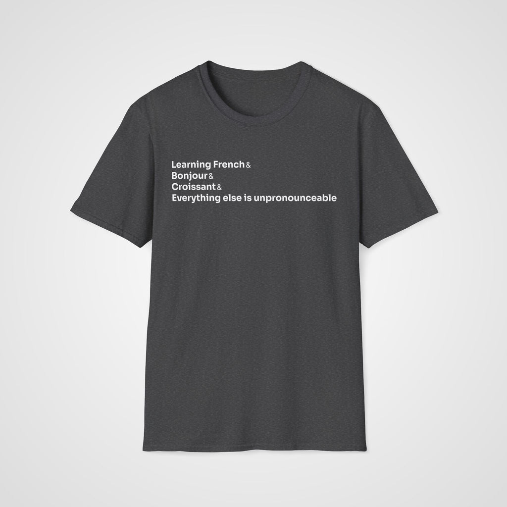Bonjour Croissant French T-Shirt in Dark Heather