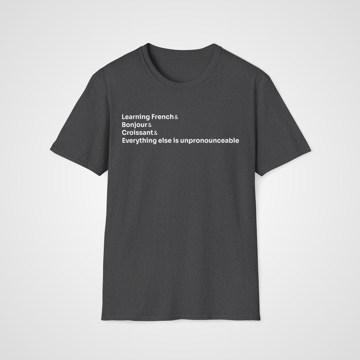 Bonjour Croissant French T-Shirt in Dark Heather