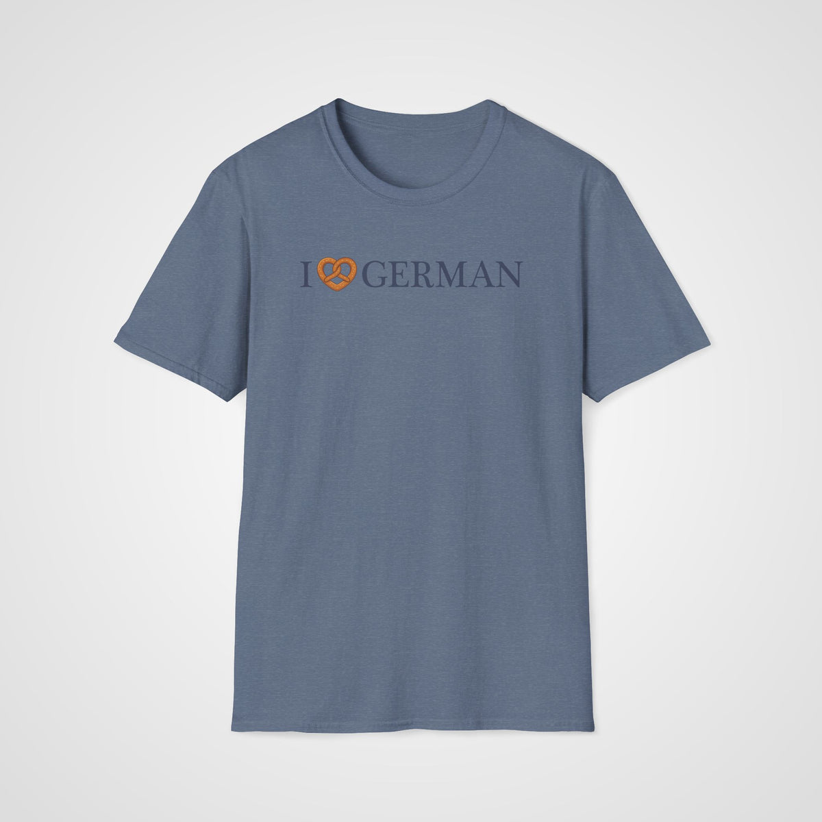 I Love German - Pretzel T-Shirt in Heather Indigo