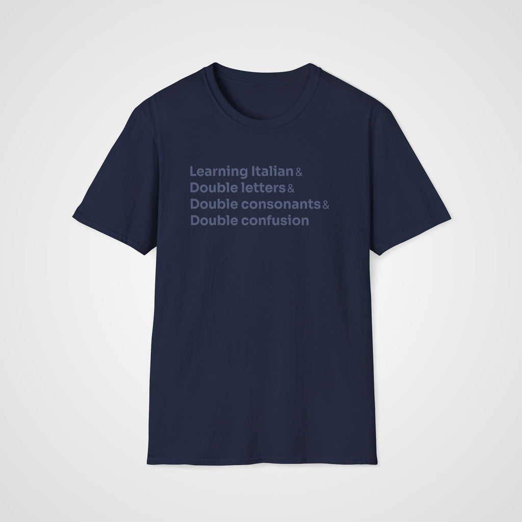 Double Letters Italian T-Shirt in Navy