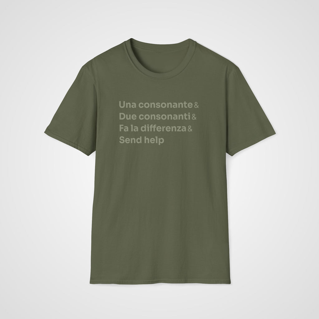 Italian Consonants T-Shirt in Military Green