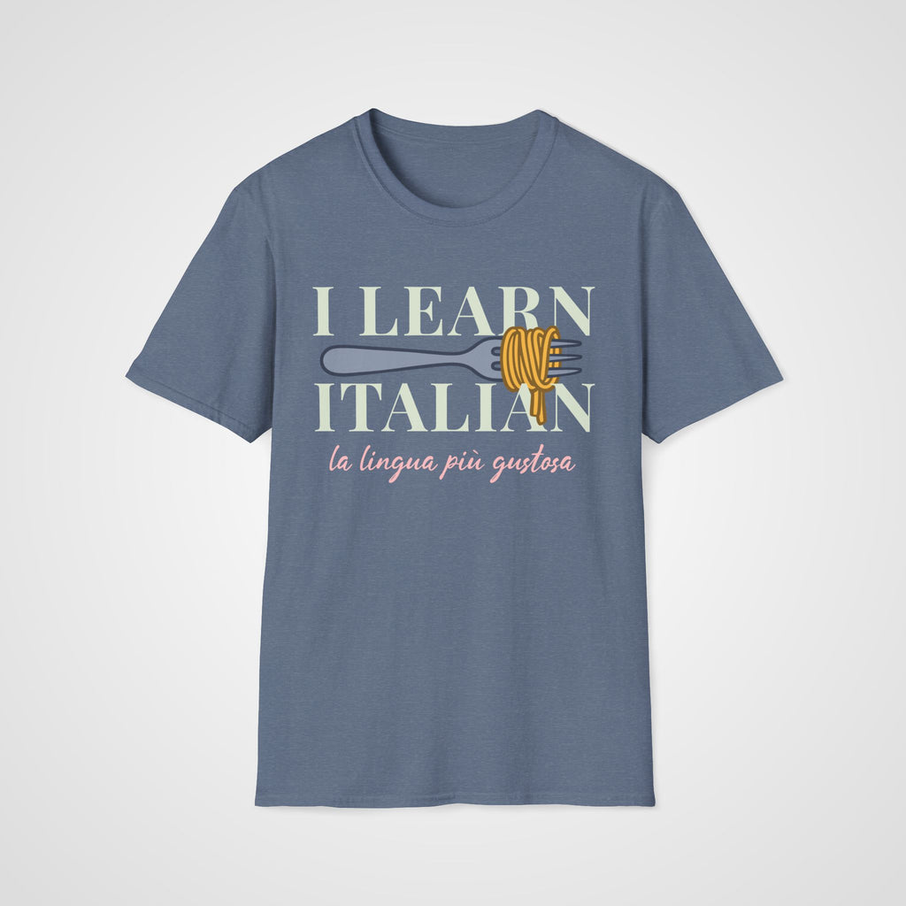 Tasty Language Pasta T-Shirt in Heather Indigo