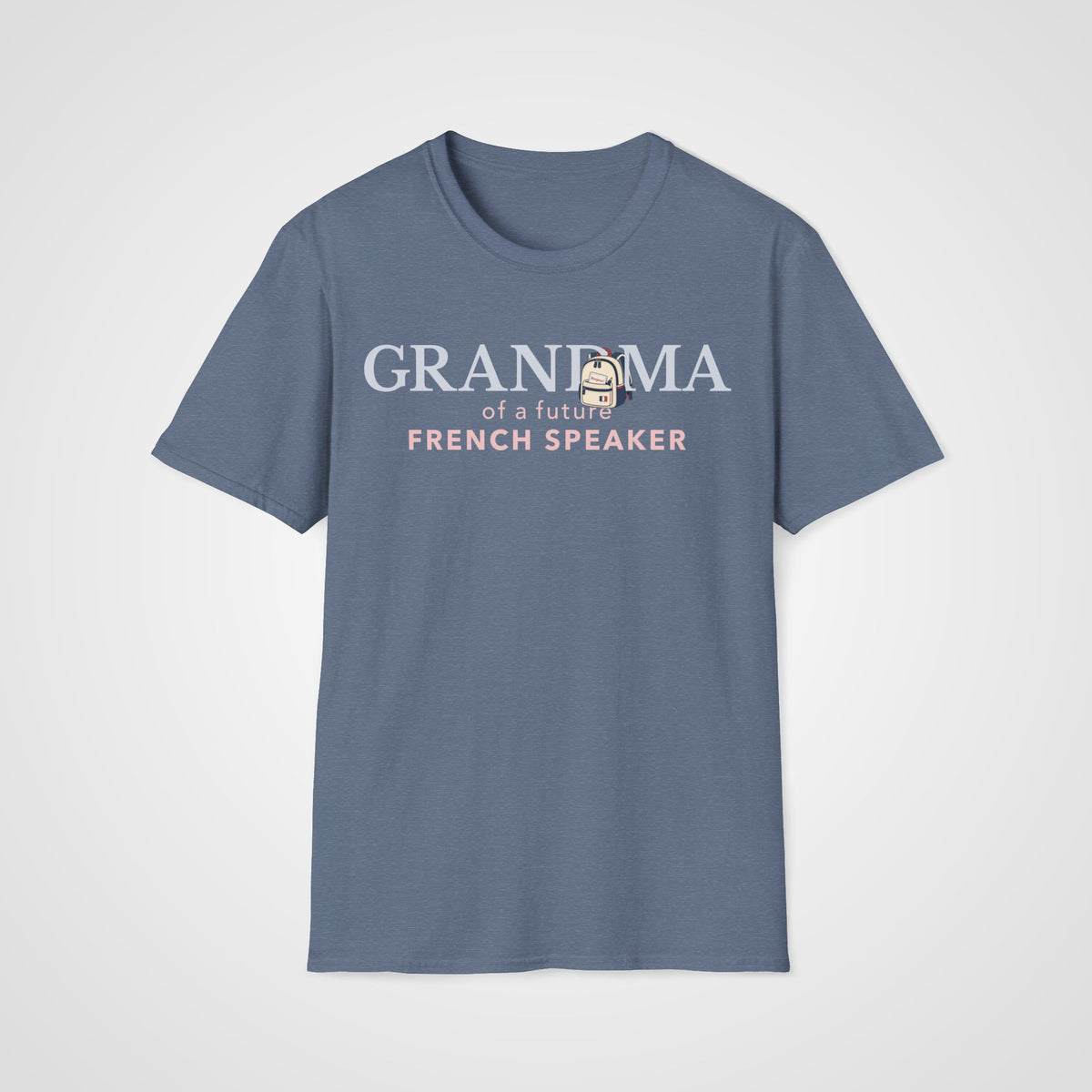 French Learner Grandma T-Shirt in Heather Indigo
