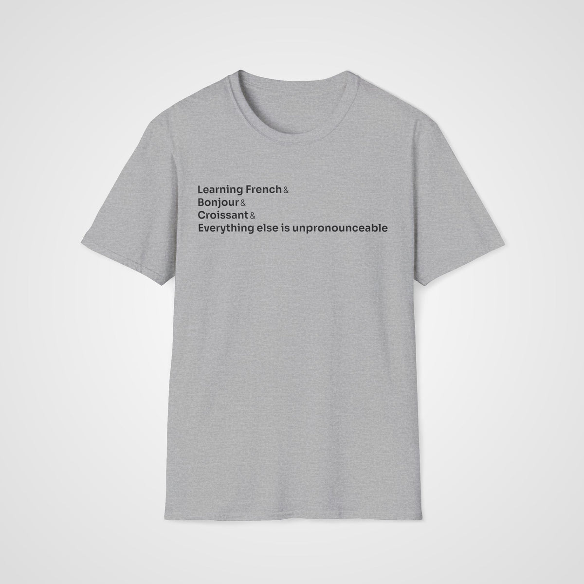 Bonjour Croissant French T-Shirt in Sport Gray