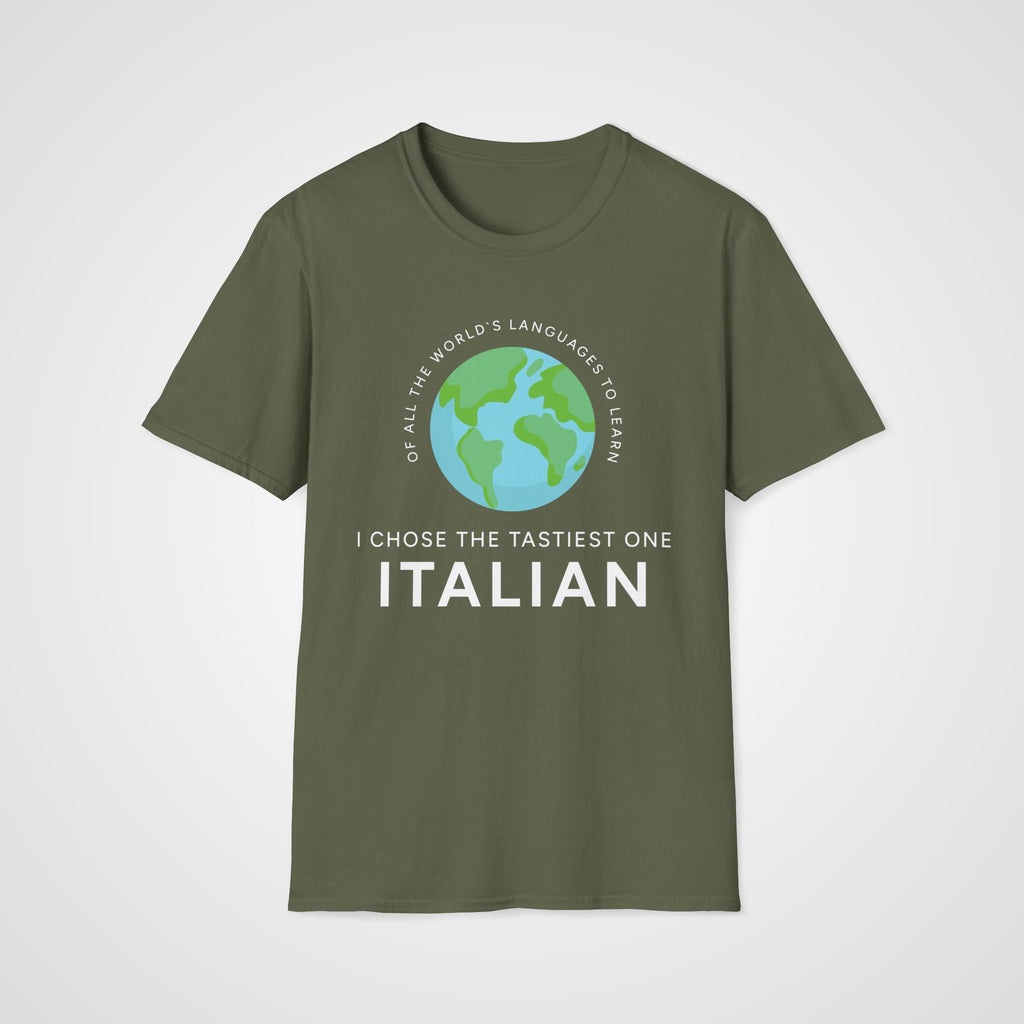 Italian Tastiest Language T-Shirt in Military Green
