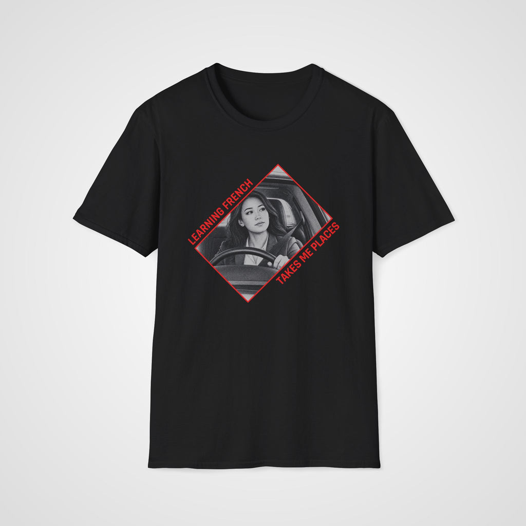 French takes me Places T-Shirt in Black