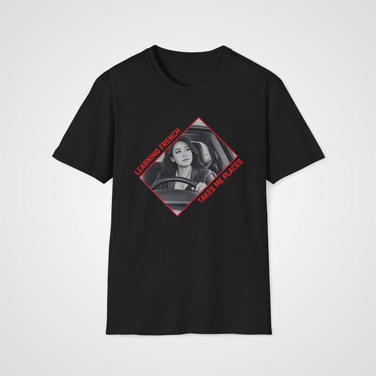 French takes me Places T-Shirt in Black