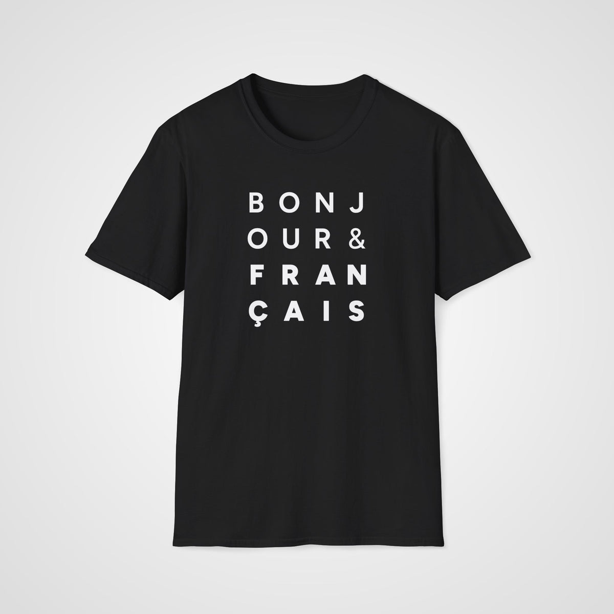 Bonjour & Français T-Shirt in Black
