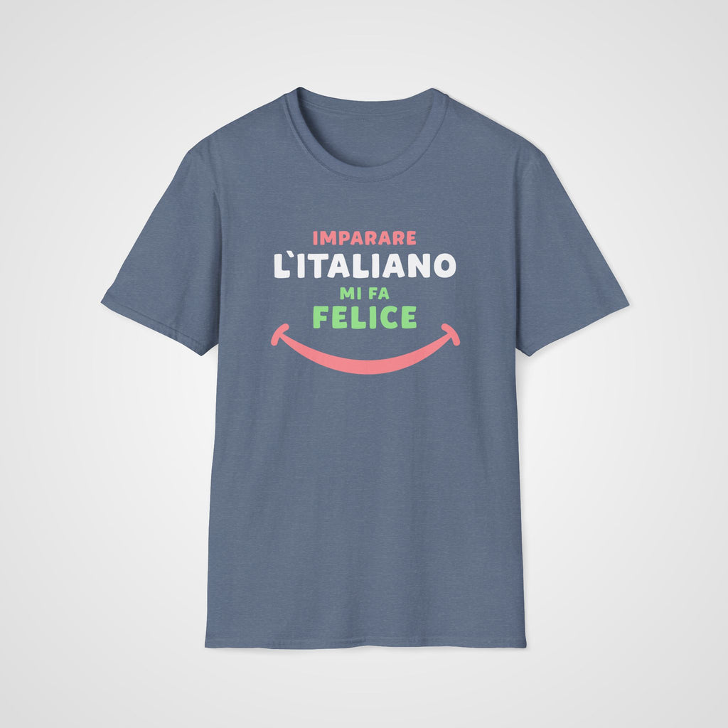 Mi Fa Felice Italian T-Shirt in Heather Indigo