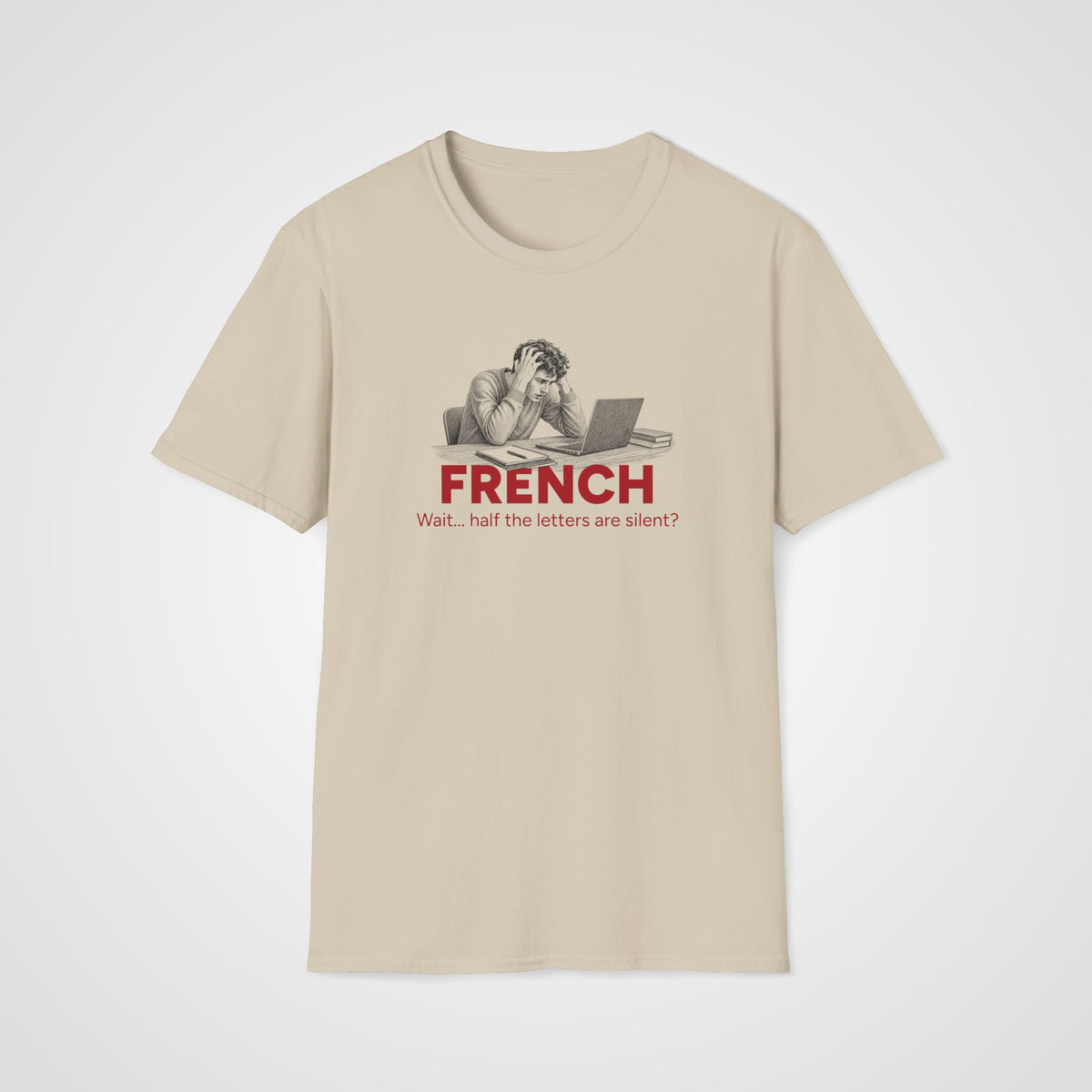 French Silent Letters T-Shirt in Sand