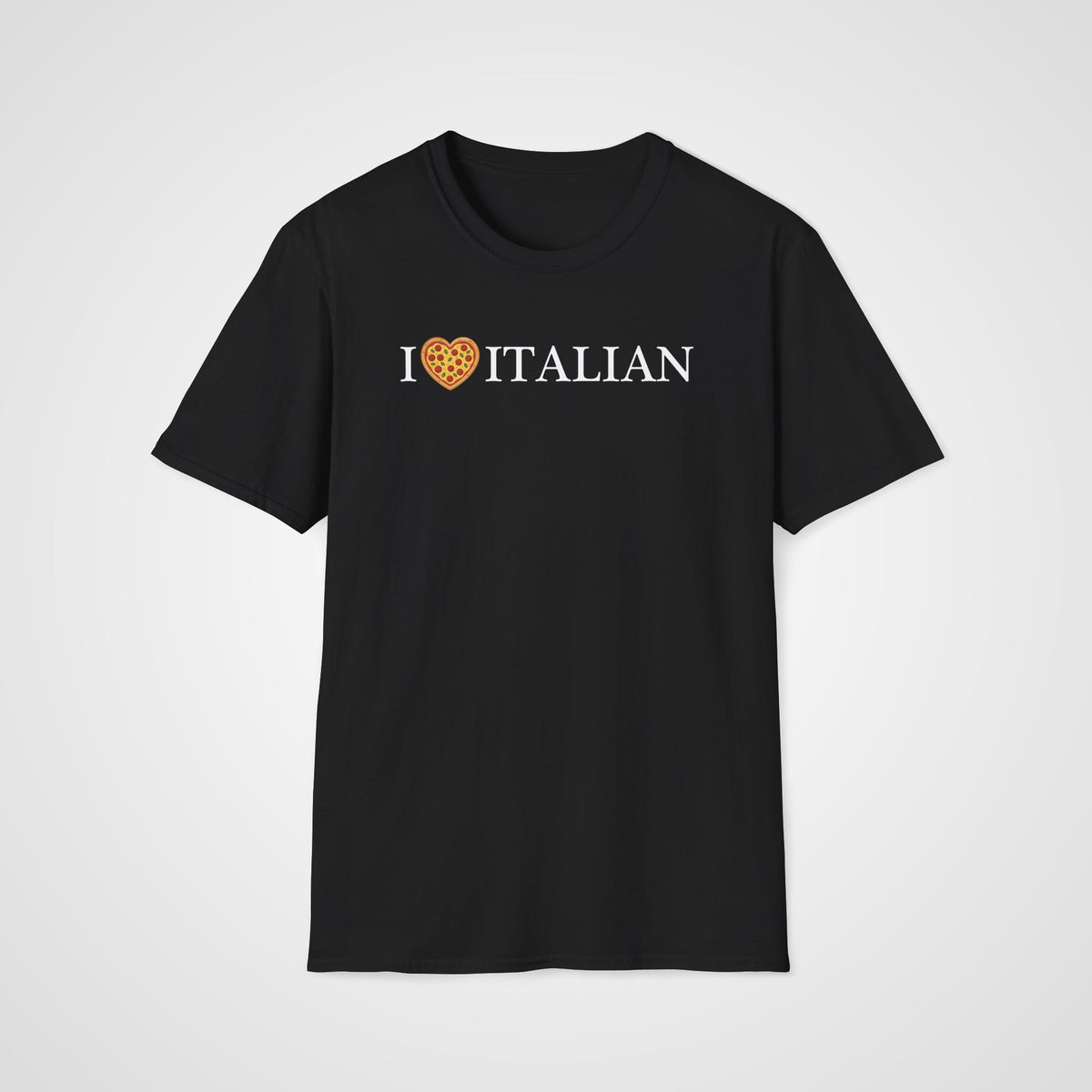 I Love Italian Pizza Heart T-Shirt in Black