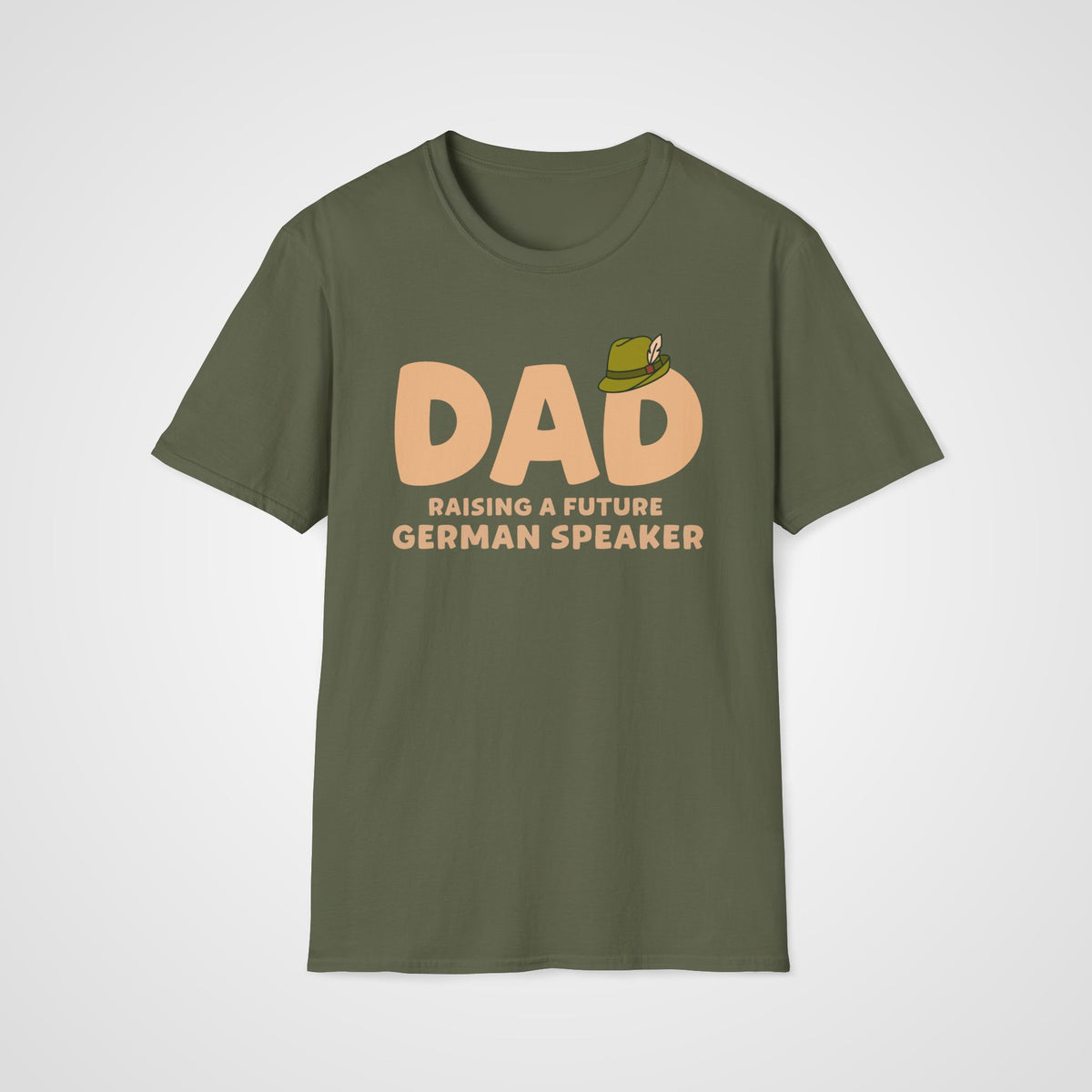 German Learner Dad T-Shirt in Military Green