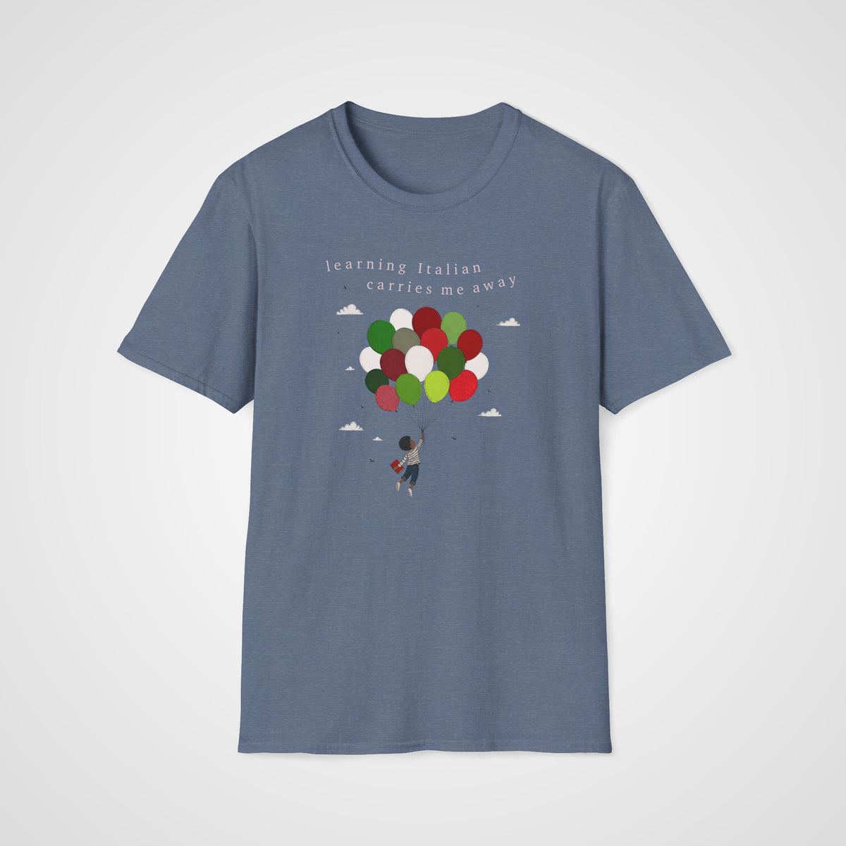 Italian Carries Me Away T-Shirt in Heather Indigo