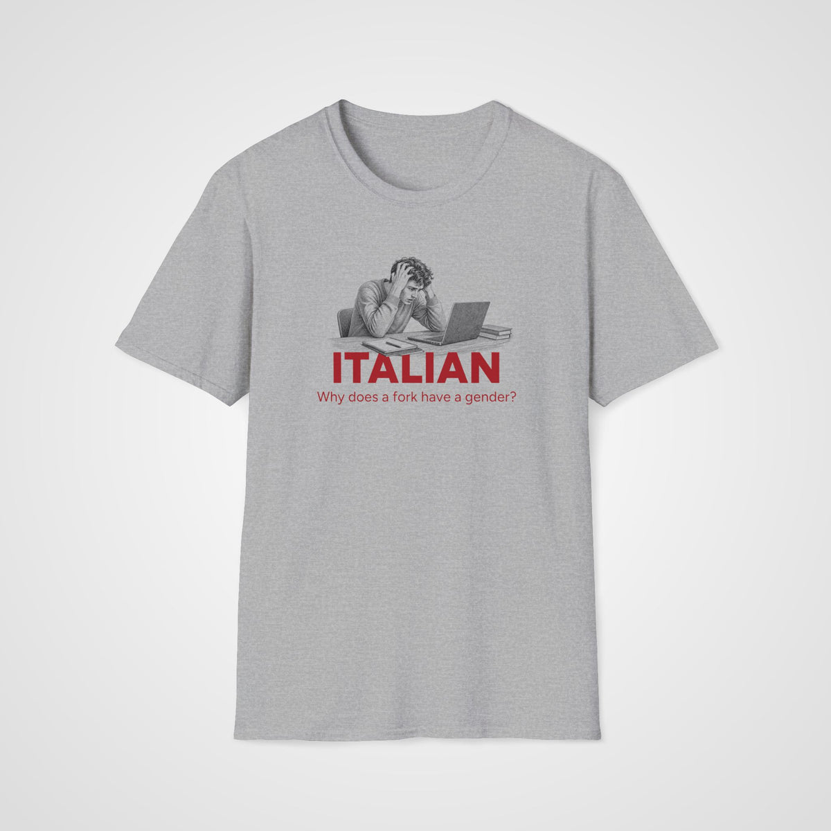 Italian Fork Gender T-Shirt in Sport Gray