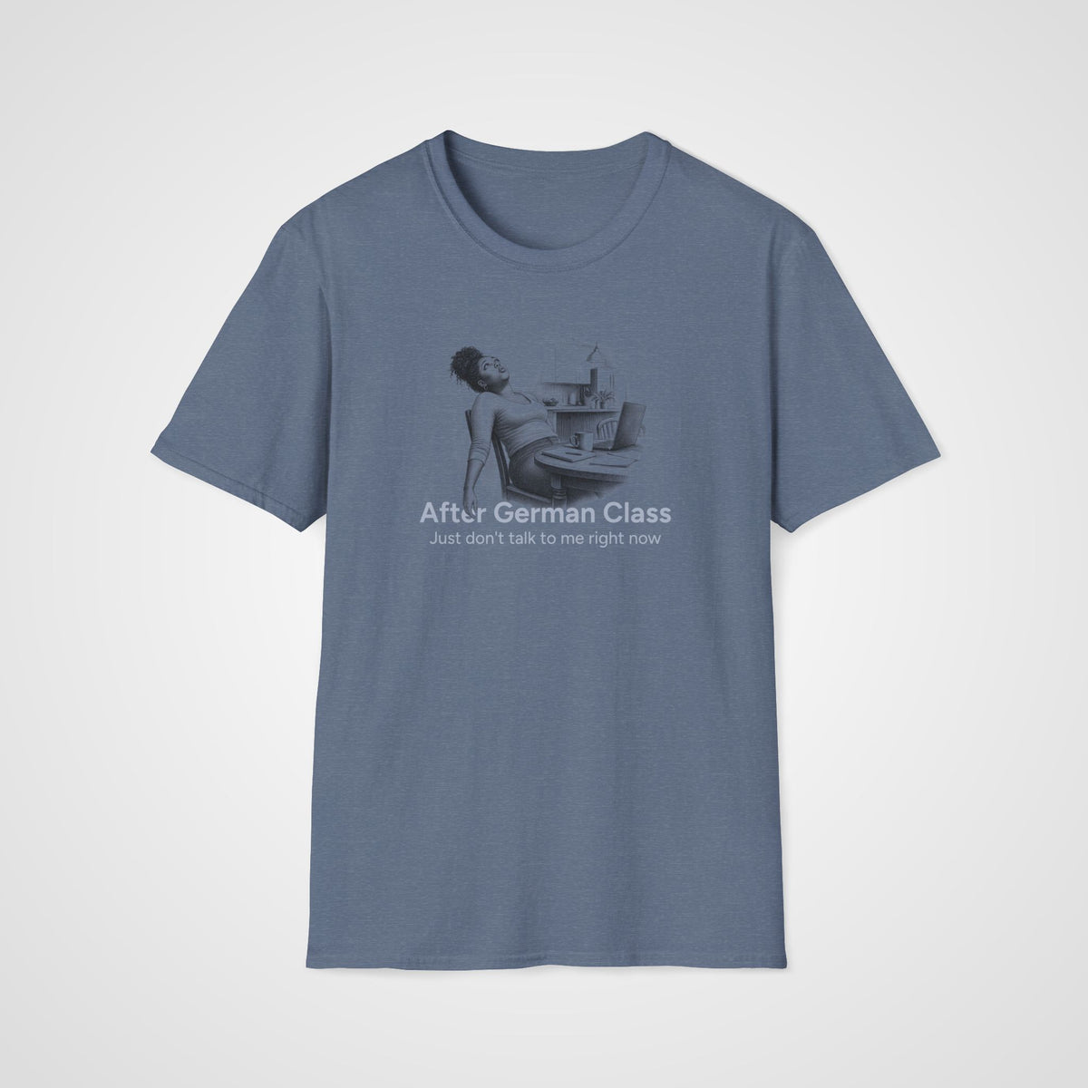 After German Class T-Shirt – Her in Heather Indigo