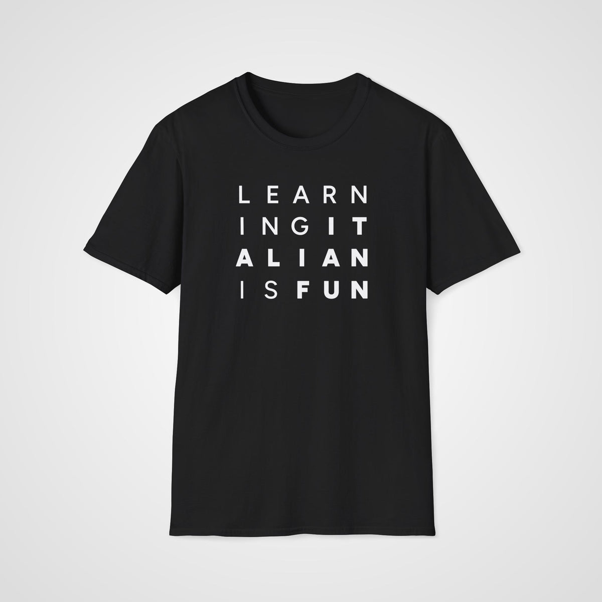 Learning Italian Is Fun T-Shirt in Black