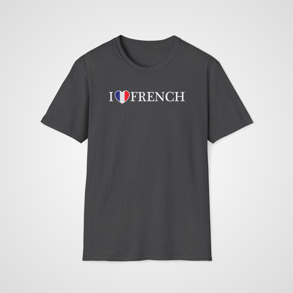 I Love French Flag Heart T-Shirt in Dark Heather