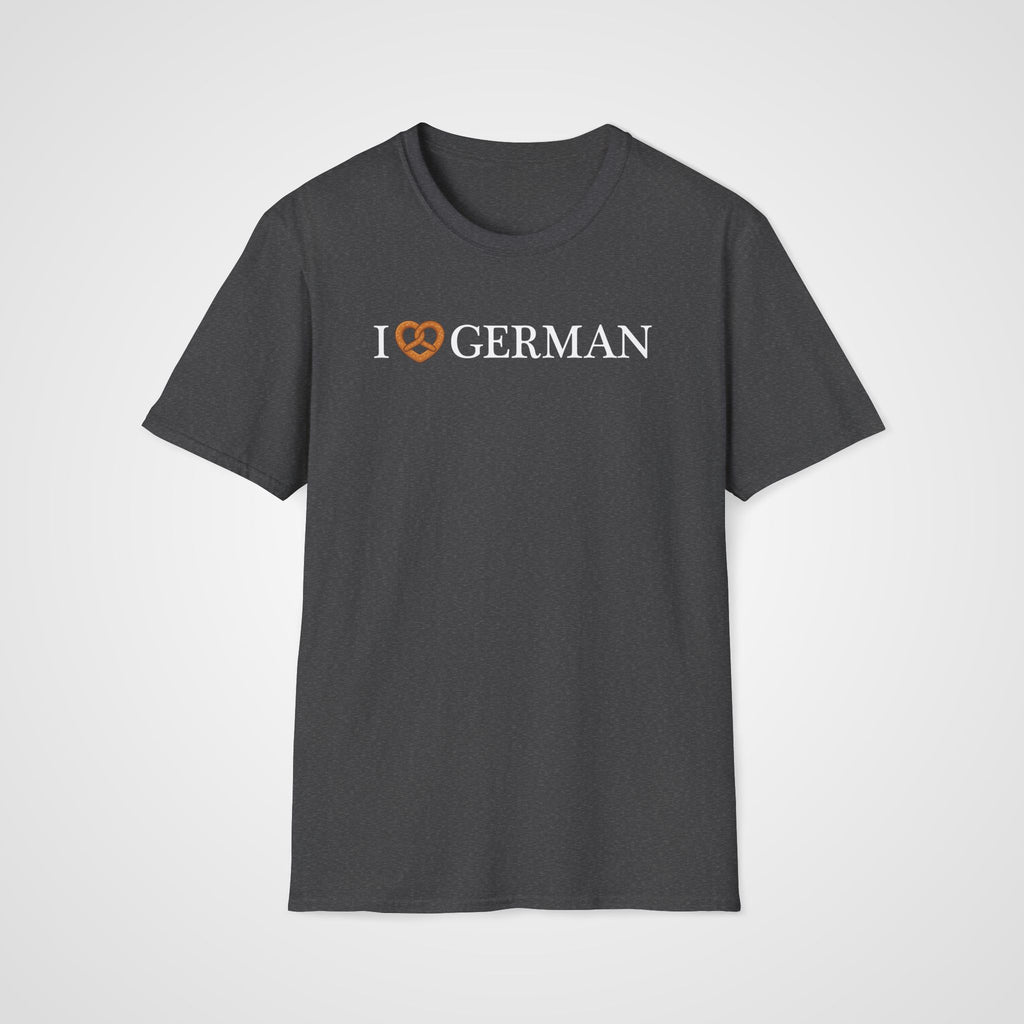 I Love German - Pretzel T-Shirt in Dark Heather