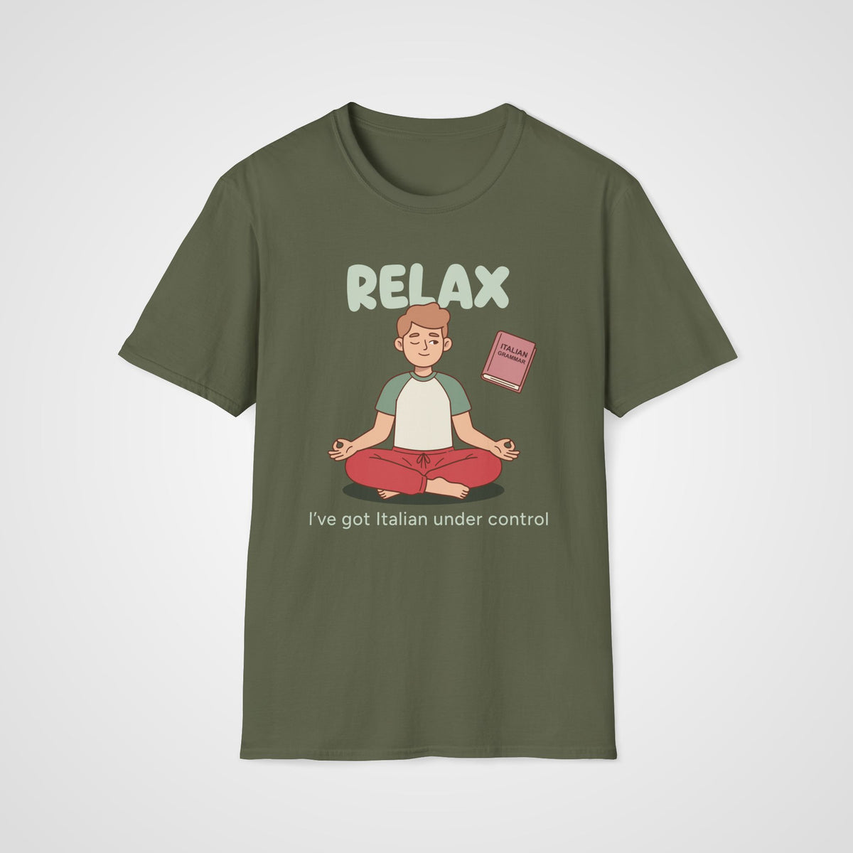 Italian Grammar Relax T-Shirt in Military Green