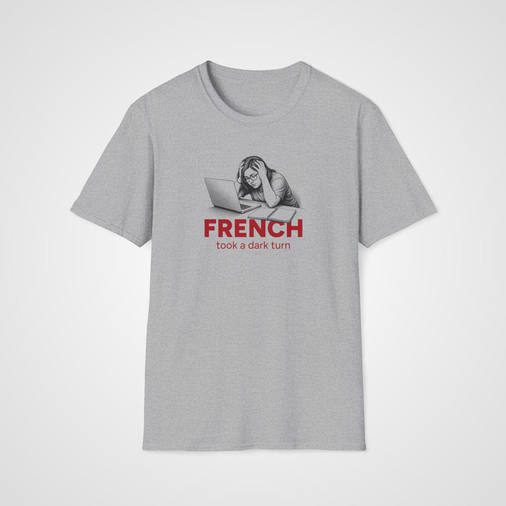 French Took a Dark Turn T-Shirt in Sport Gray