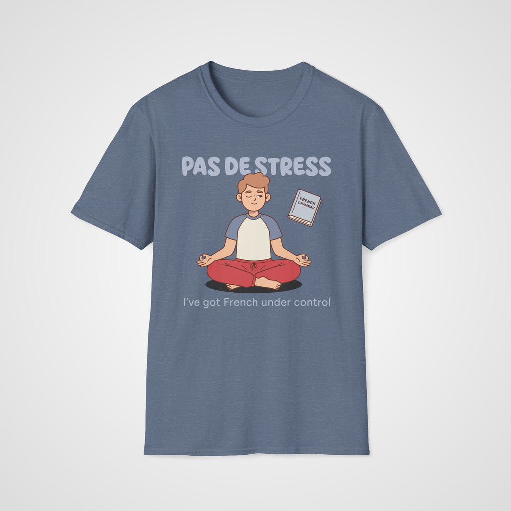Pas de Stress French T-Shirt in Heather Indigo