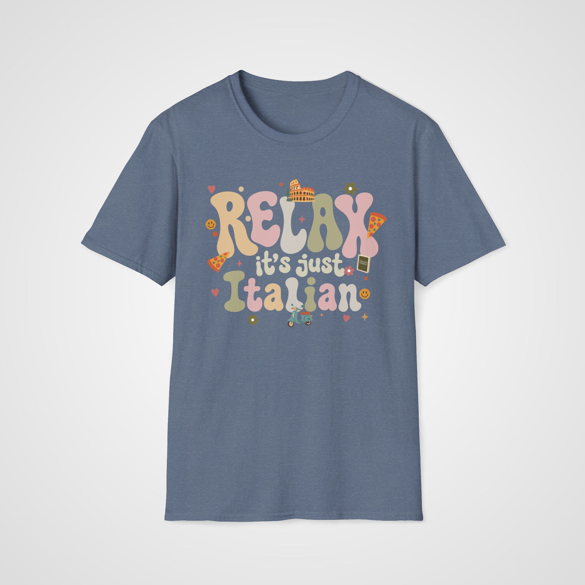 Relax, It’s Just Italian T-Shirt in Heather Indigo