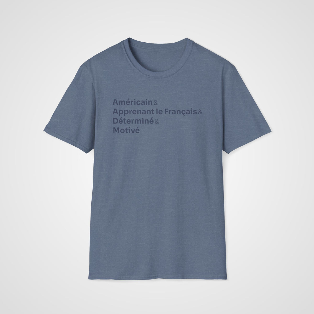 Motivé French Learner T-Shirt in Heather Indigo