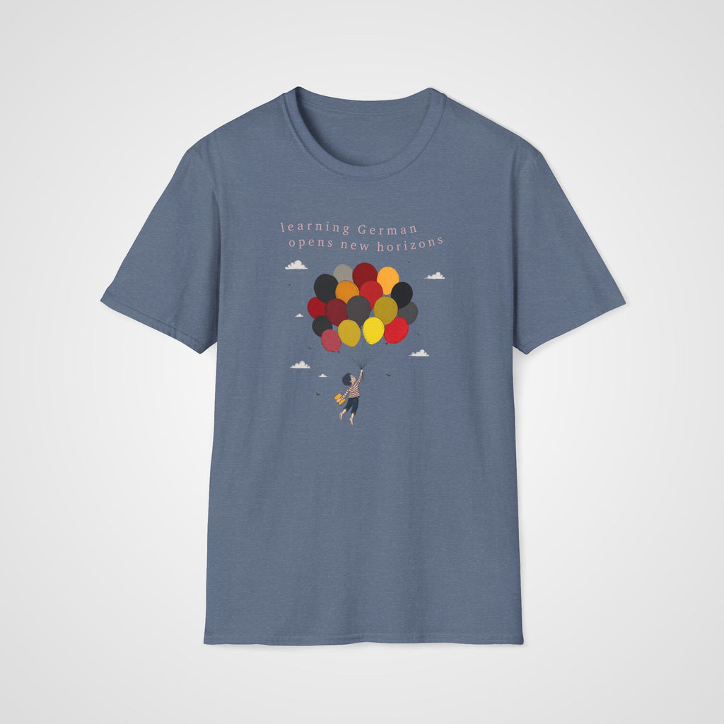 German Learning Horizon T-Shirt in Heather Indigo
