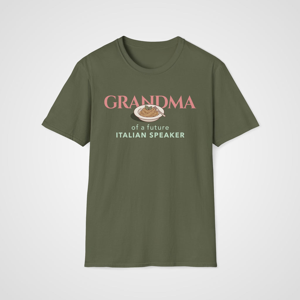 Italian Learner Grandma T-Shirt in Military Green