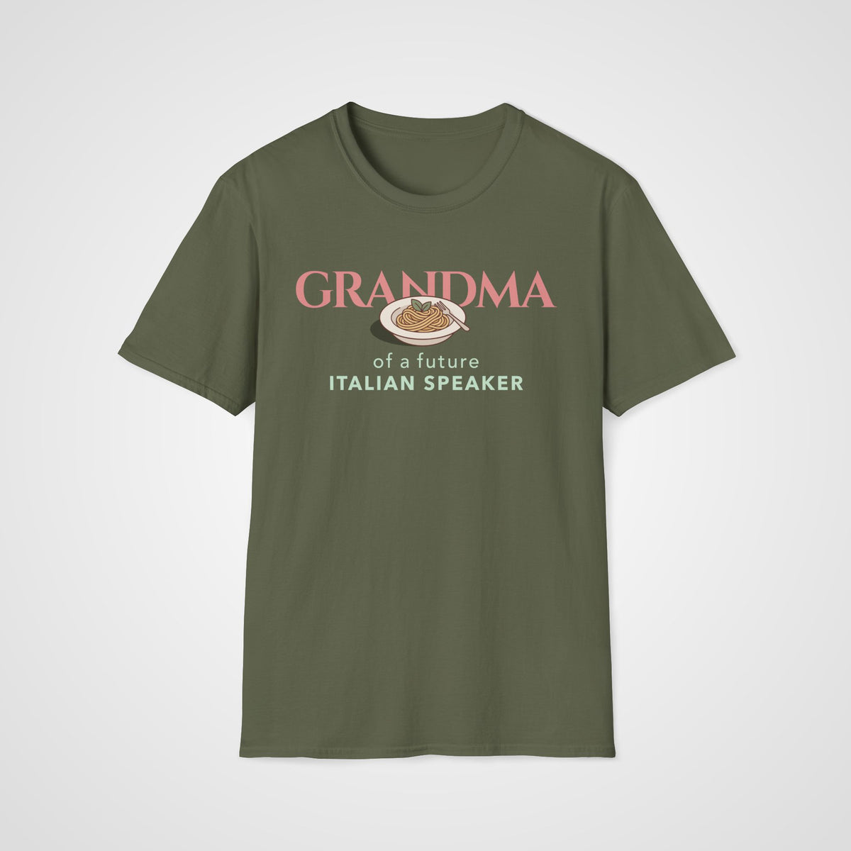 Italian Learner Grandma T-Shirt in Military Green