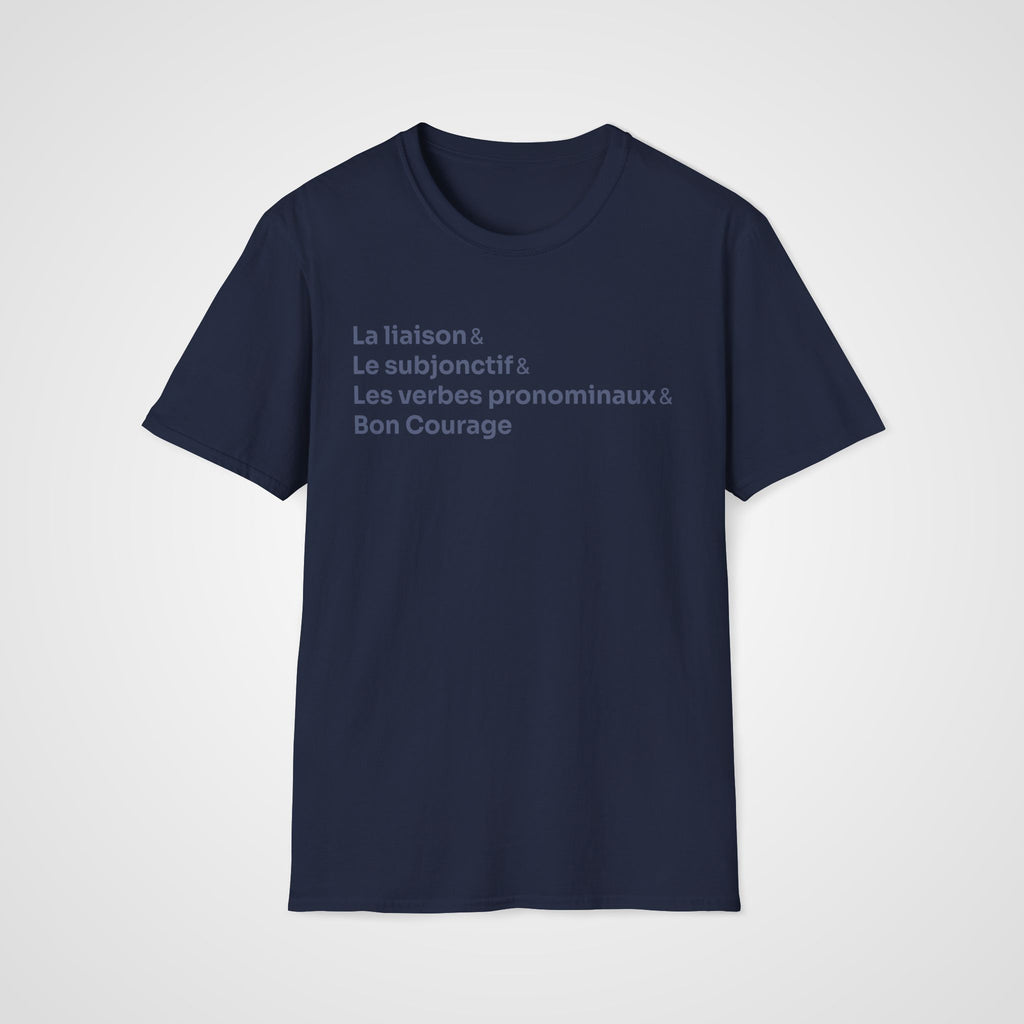 French & Bon Courage T-Shirt in Navy