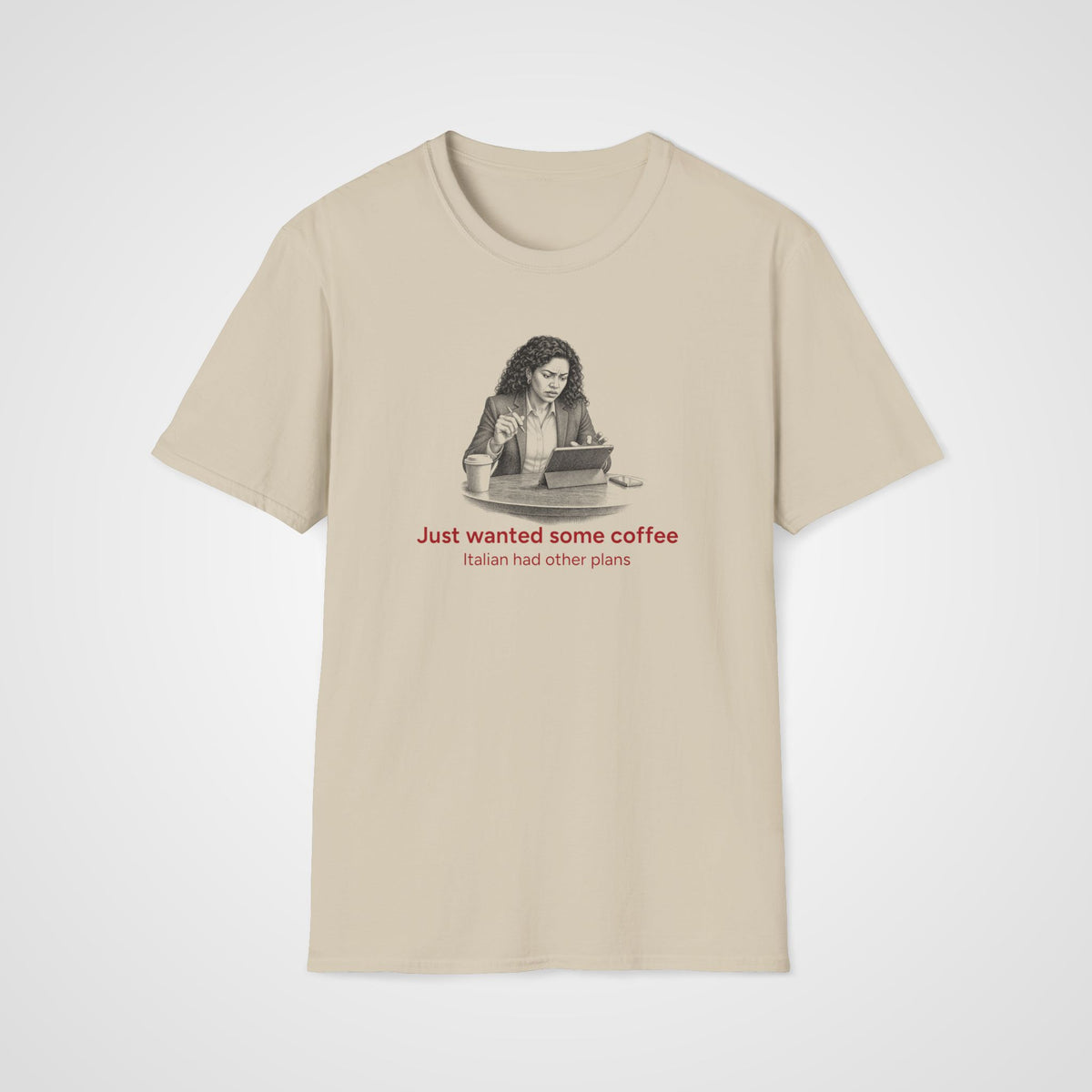 Coffee vs Italian T-Shirt in Sand