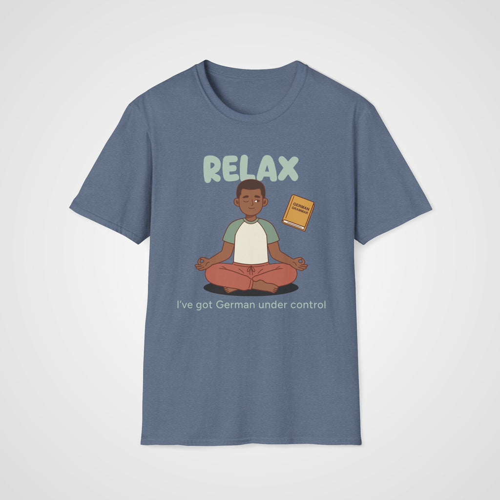 Relax German Learner T-Shirt in Heather Indigo