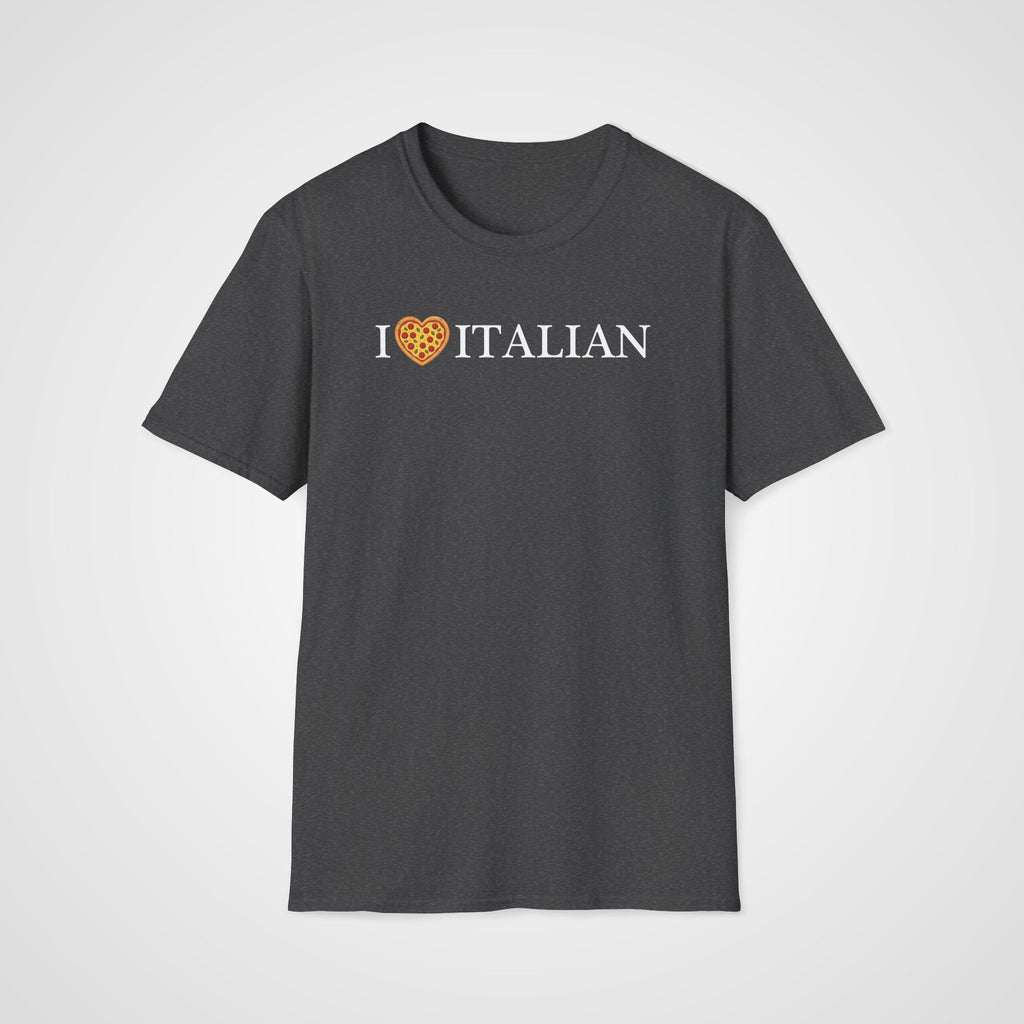 I Love Italian Pizza Heart T-Shirt in Dark Heather