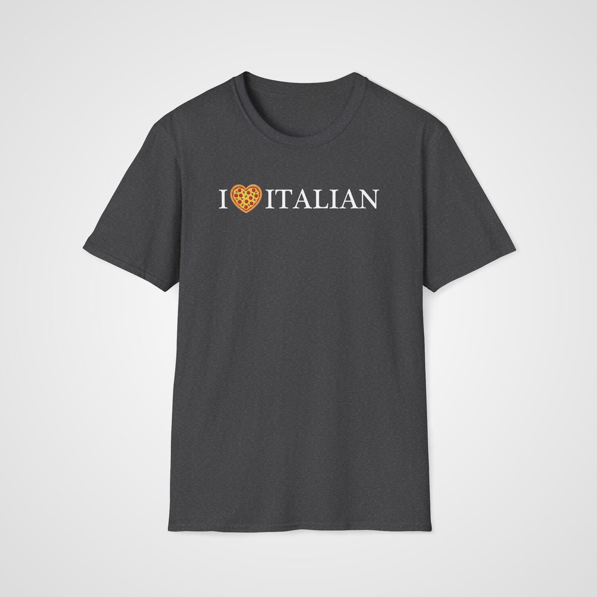 I Love Italian Pizza Heart T-Shirt in Dark Heather