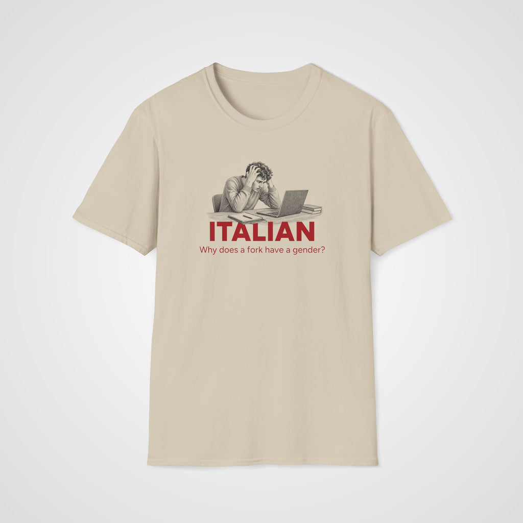 Italian Fork Gender T-Shirt in Sand