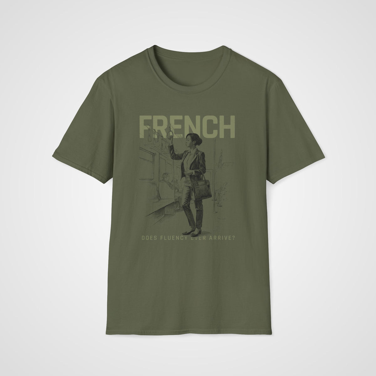 Waiting for Fluency T-Shirt in Military Green