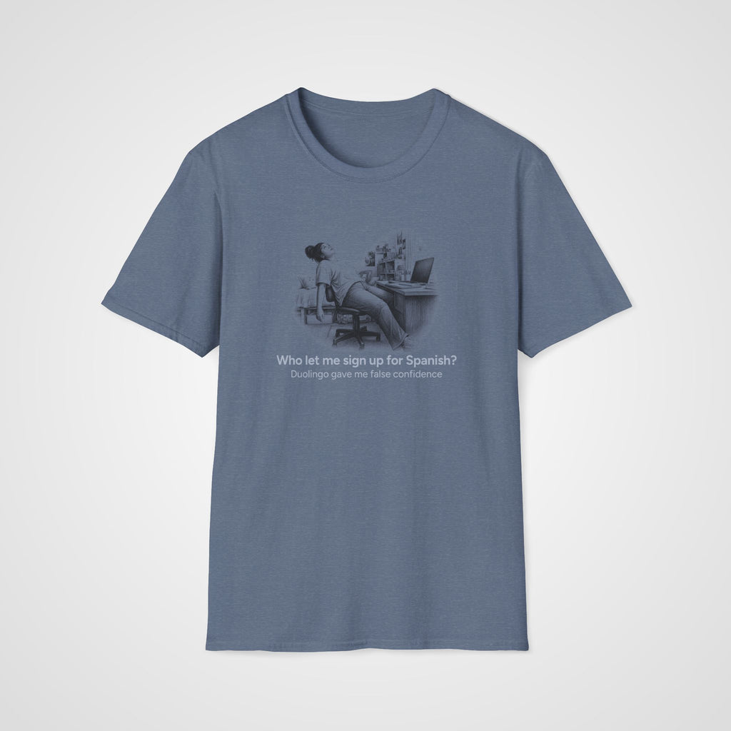 Signed Up for Spanish T-Shirt in Heather Indigo
