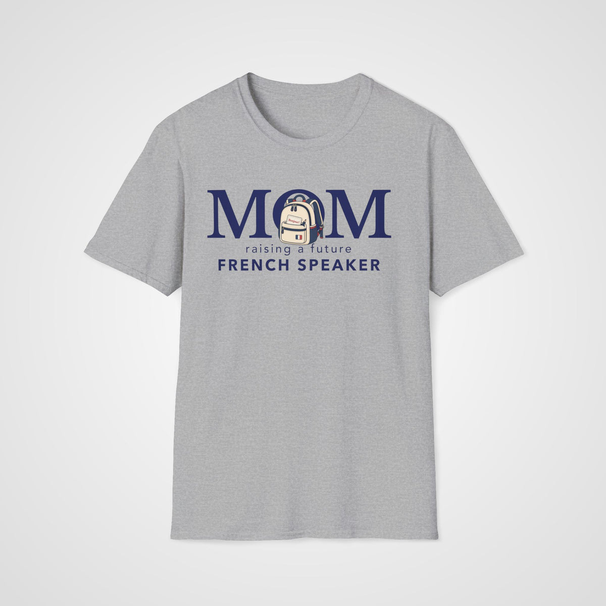 French Learner Mom T-Shirt in Sport Gray