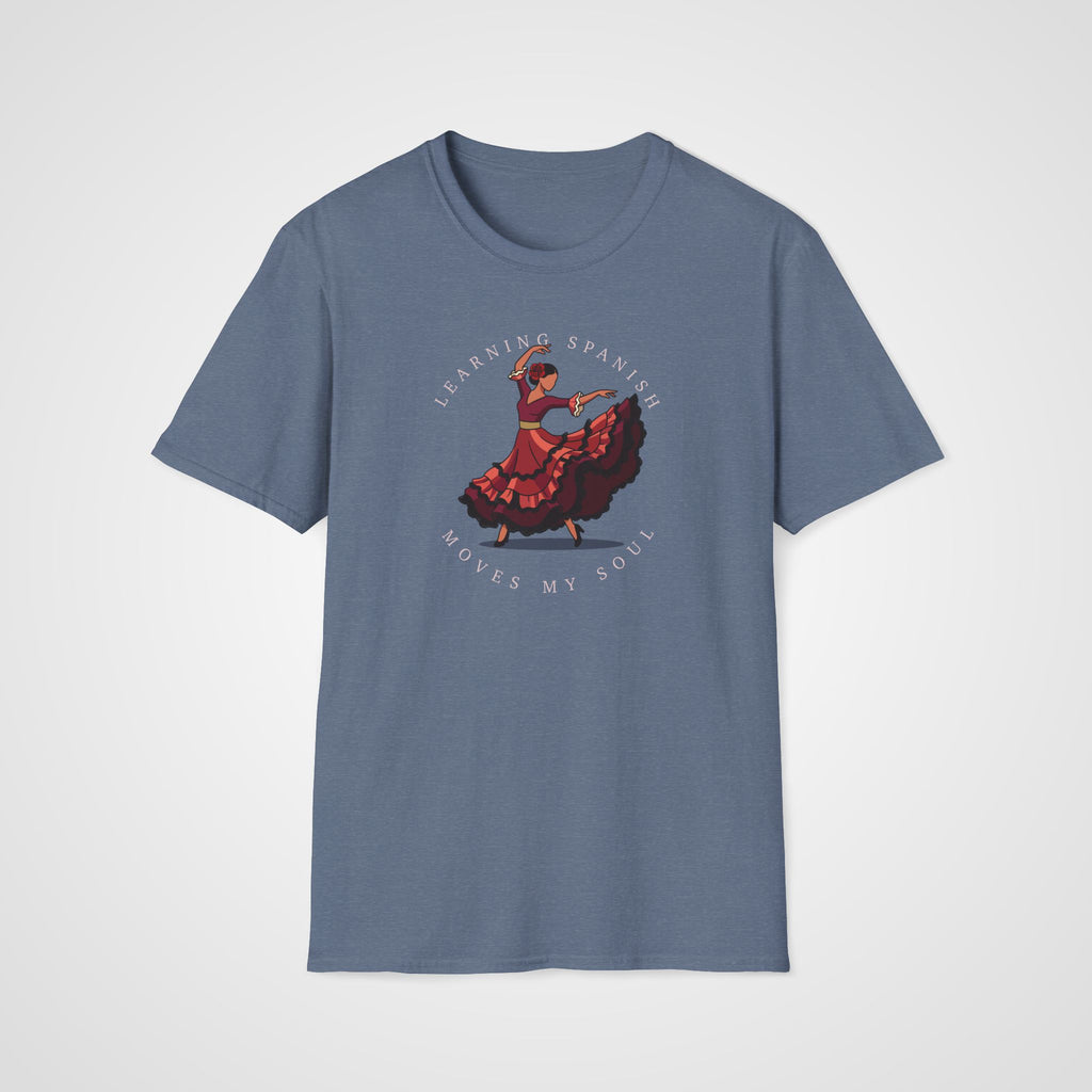 Spanish Moves My Soul T-Shirt in Heather Indigo